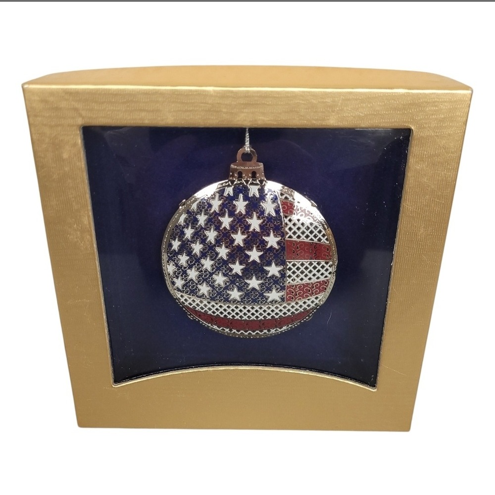 Beacon Design Filigree Patriotic Flag Ball Ornament Made USA Patriotic 250 Year